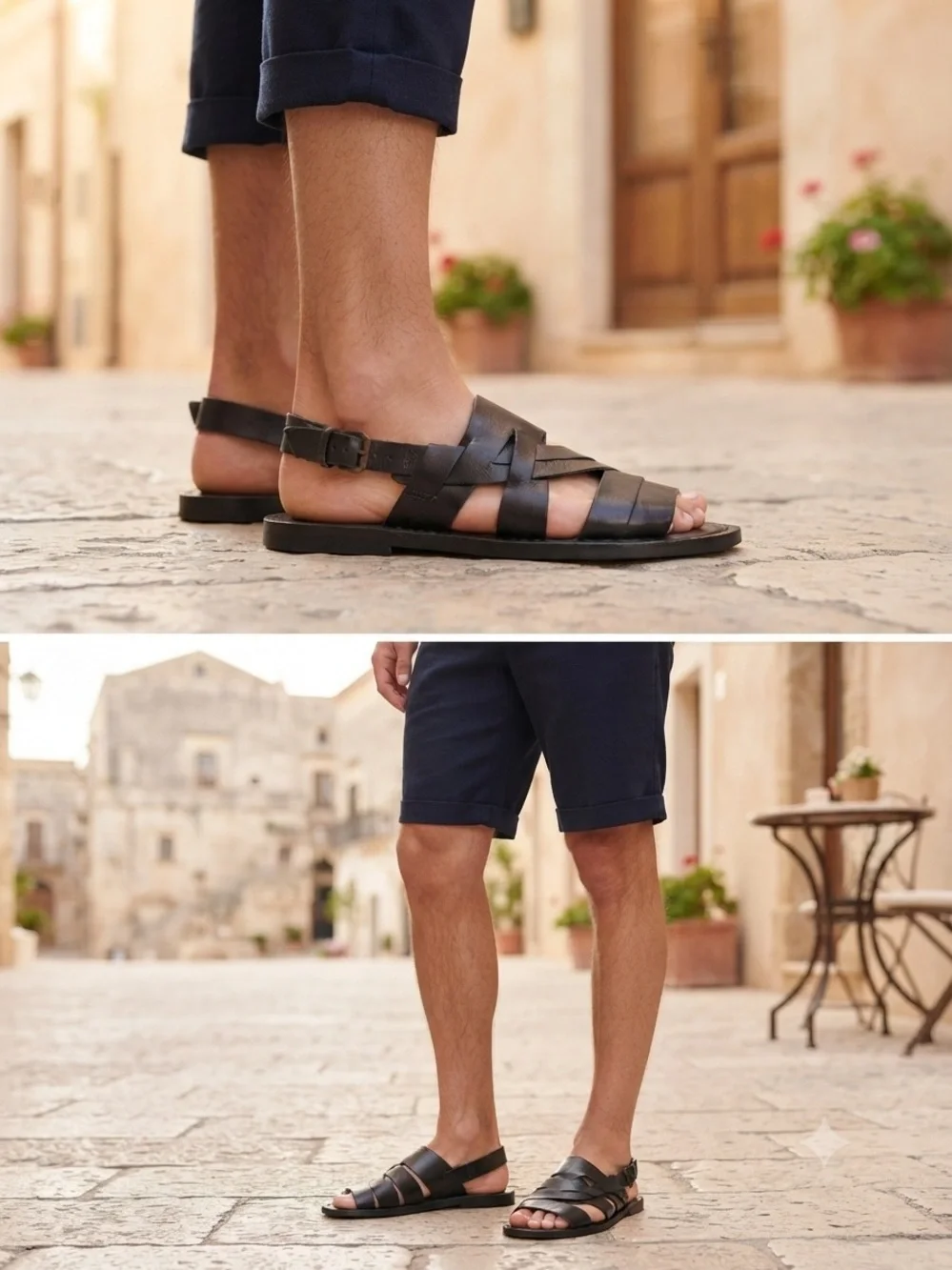 Alessandro Dell'Acqua Black Leather Strappy Fisherman Sandals Italy Size 43 EU